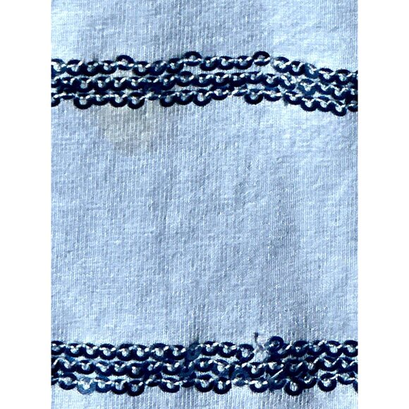 Chicos Light Blue Green Sequin Striped Long Sleeve Top Blouse Size 3 - Picture 12 of 12